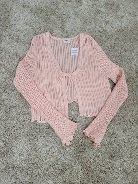 Cotton On Peach Tie Front Cropped Sweater - NWT - Small